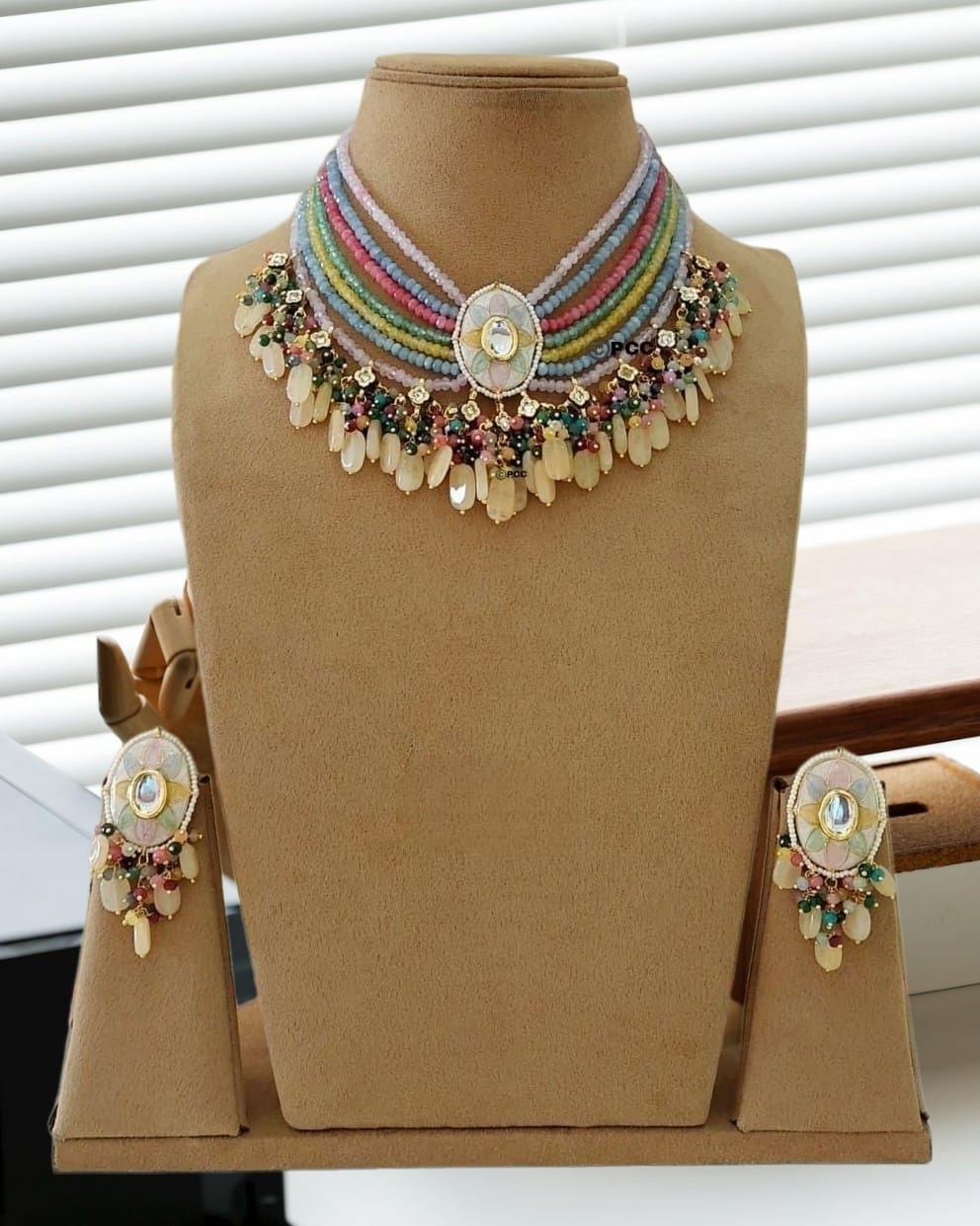 Minakari kundan polki necklace with maang tika