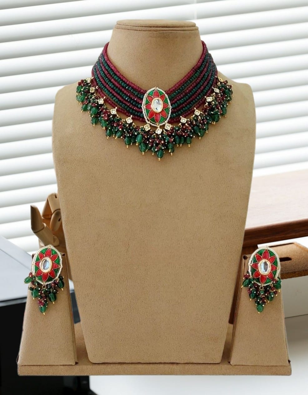 Minakari kundan polki necklace with maang tika