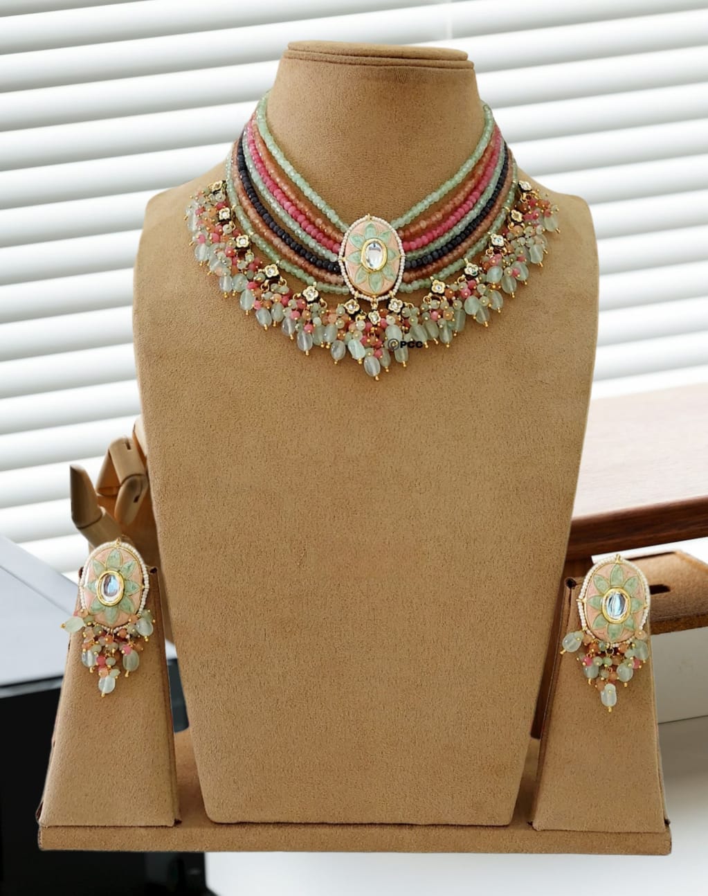 Minakari kundan polki necklace with maang tika