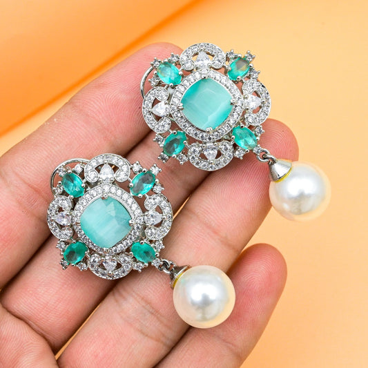 Sea blue cz stone studs